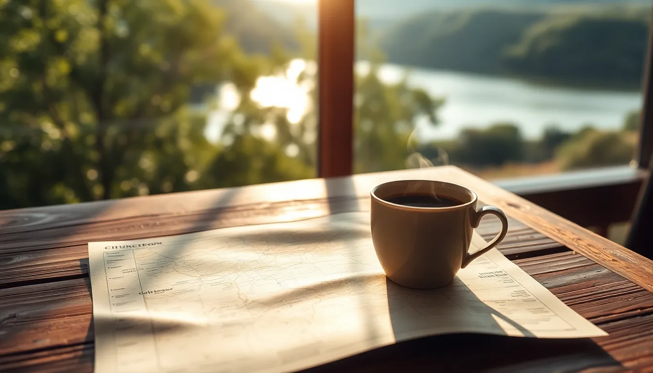 춘천 의암호를 배경으로 한 감성적인 카페 풍경