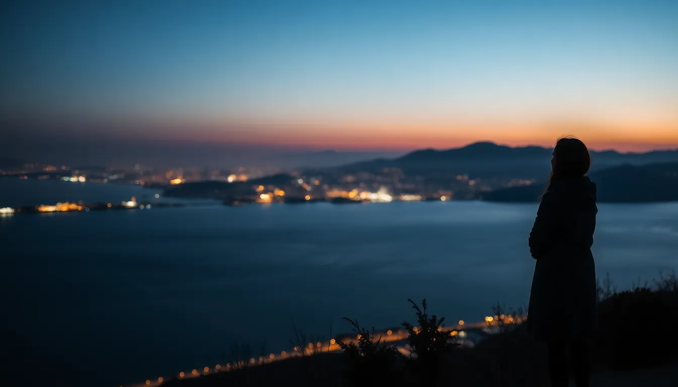 여수 해상 케이블카에서 바라본 노을 지는 풍경