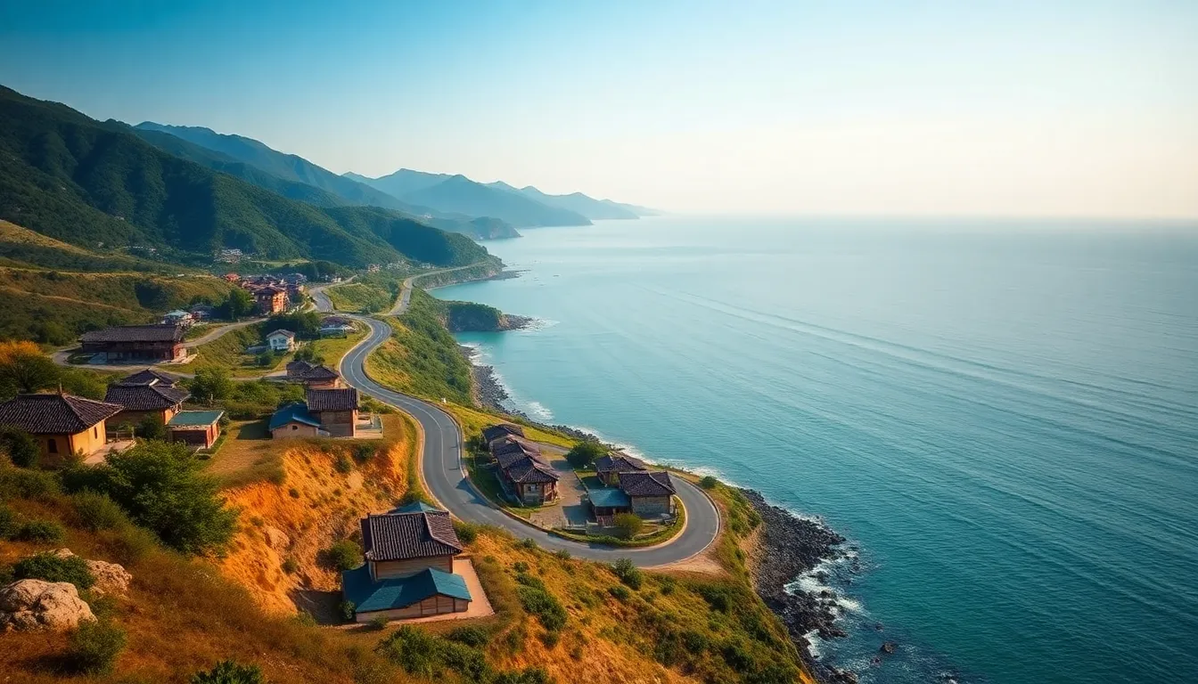 동해 바다 풍경과 추암 촛대바위