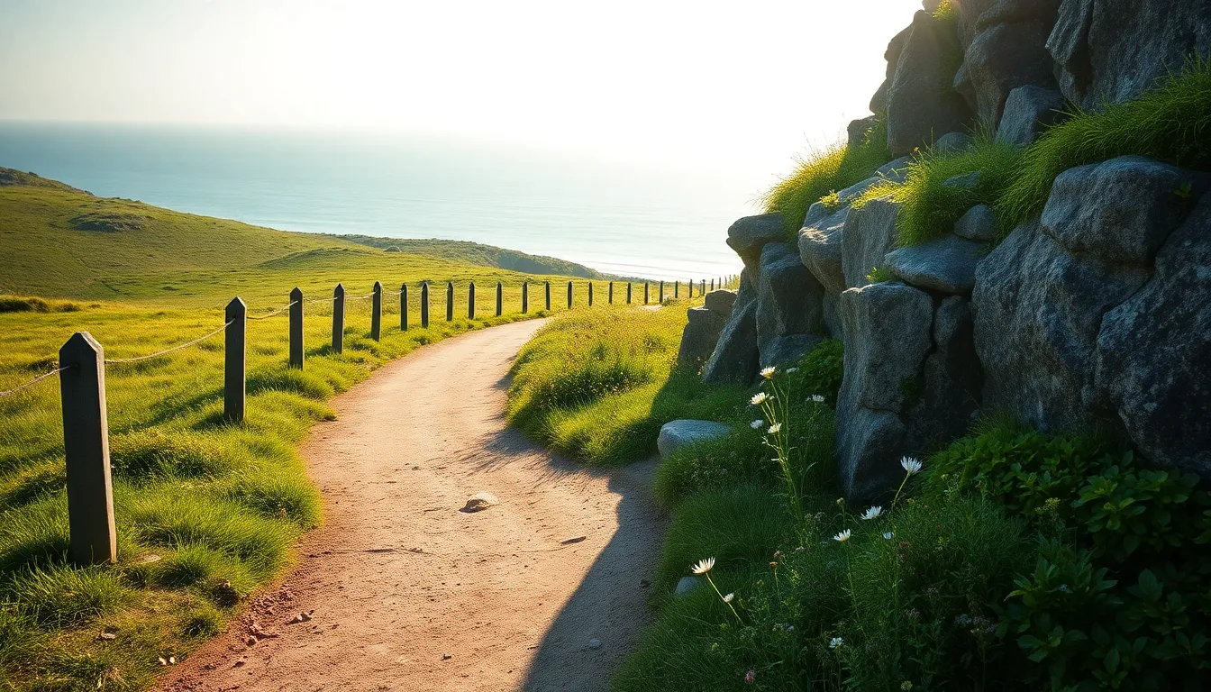 제주 올레길을 걷는 사람들의 모습