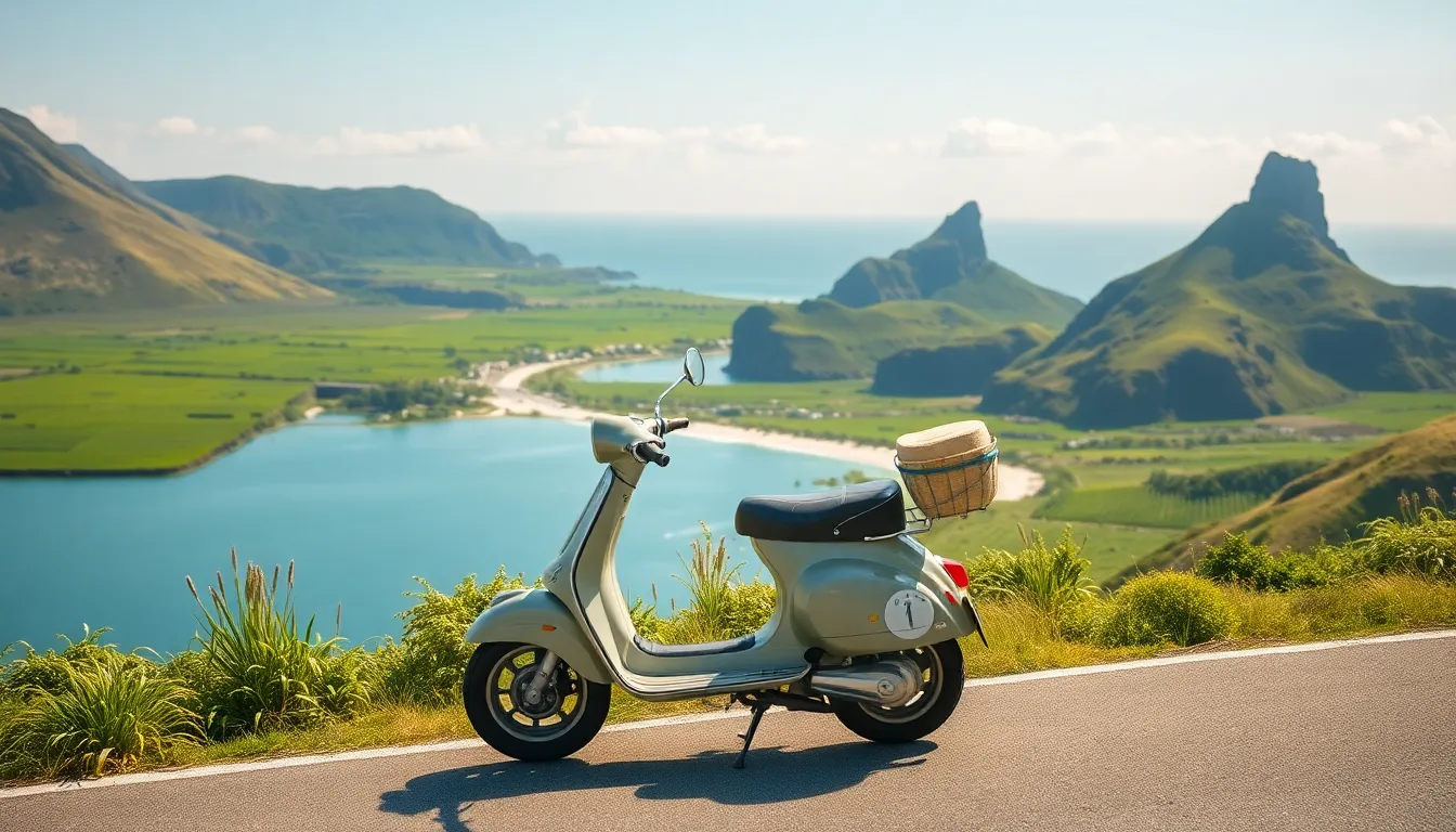 제주도 푸른 바다를 배경으로 한 커플 여행 사진